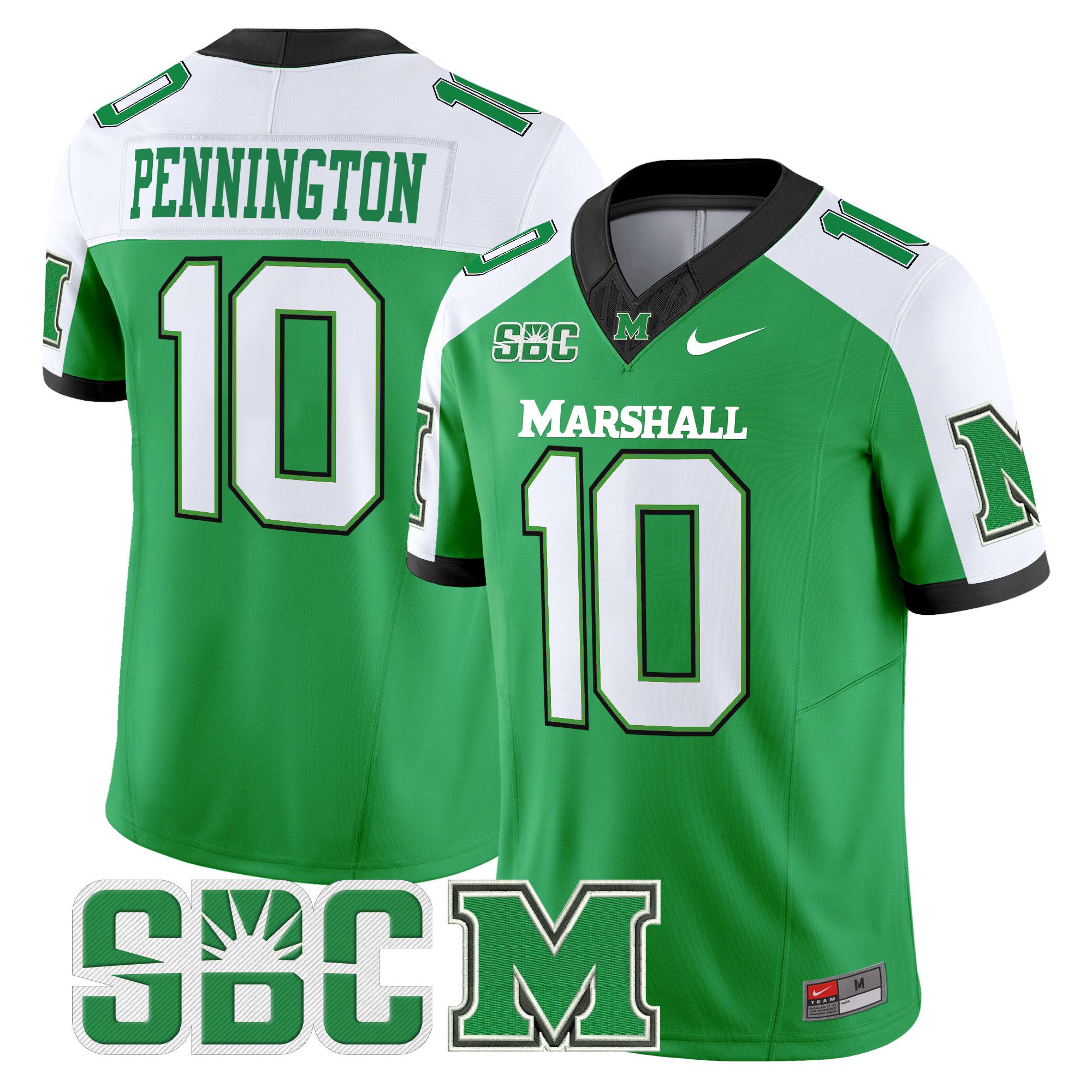 Men Marshall Thundering Herd #10 Pennington Green Nike 2024 Vapor Limited NCAA Jersey->more ncaa teams->NCAA Jersey